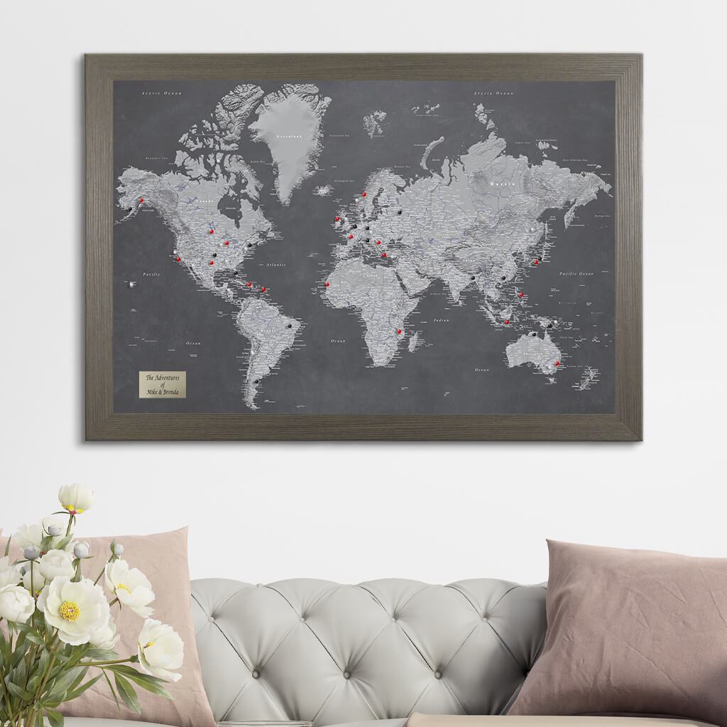 Travel map Poster with pins - Word order travel map pinboard - Personalized world map | Pin Adventure map