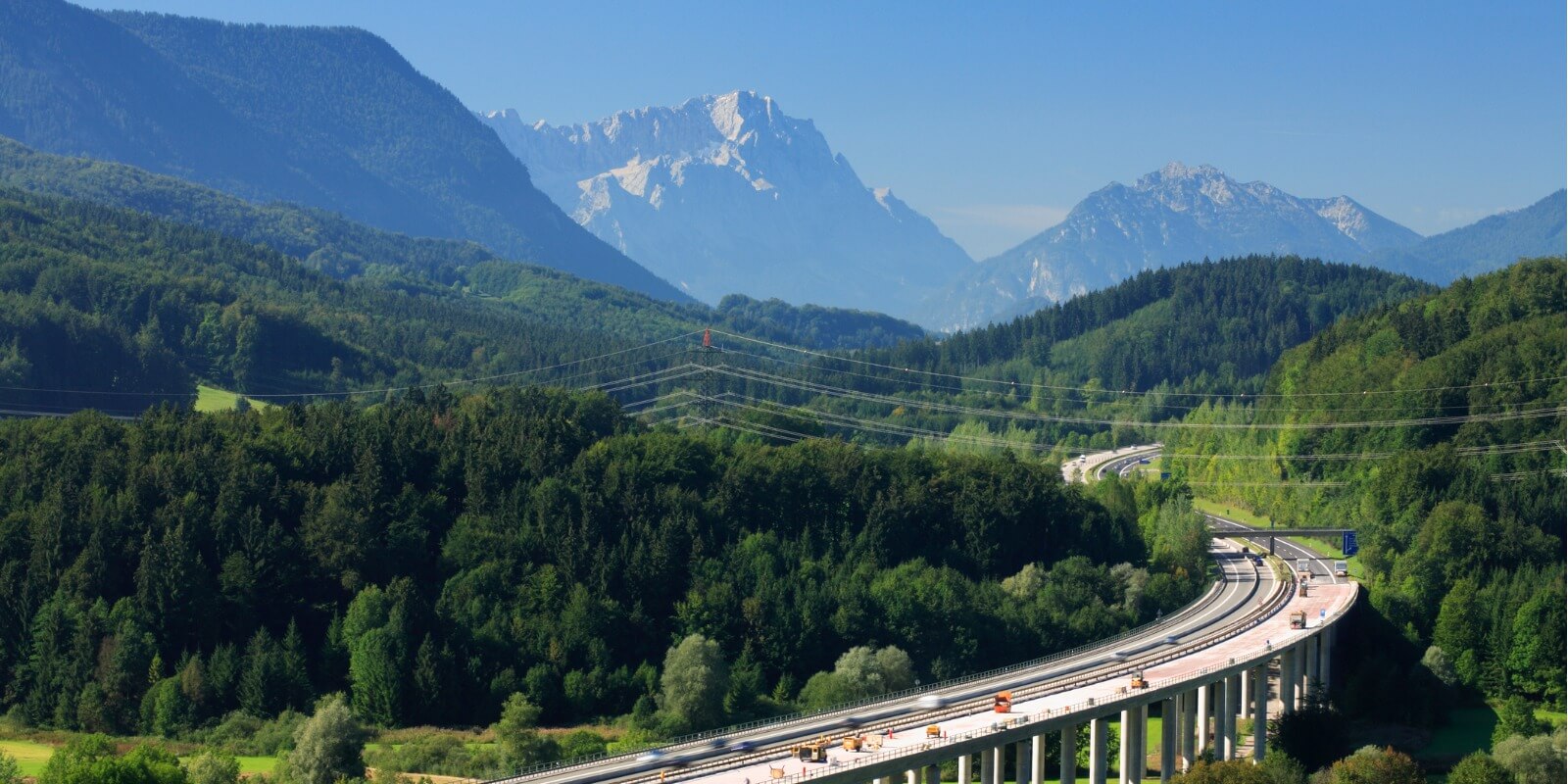 Autobahn through the Bavarian Alps Mount Zugspitze