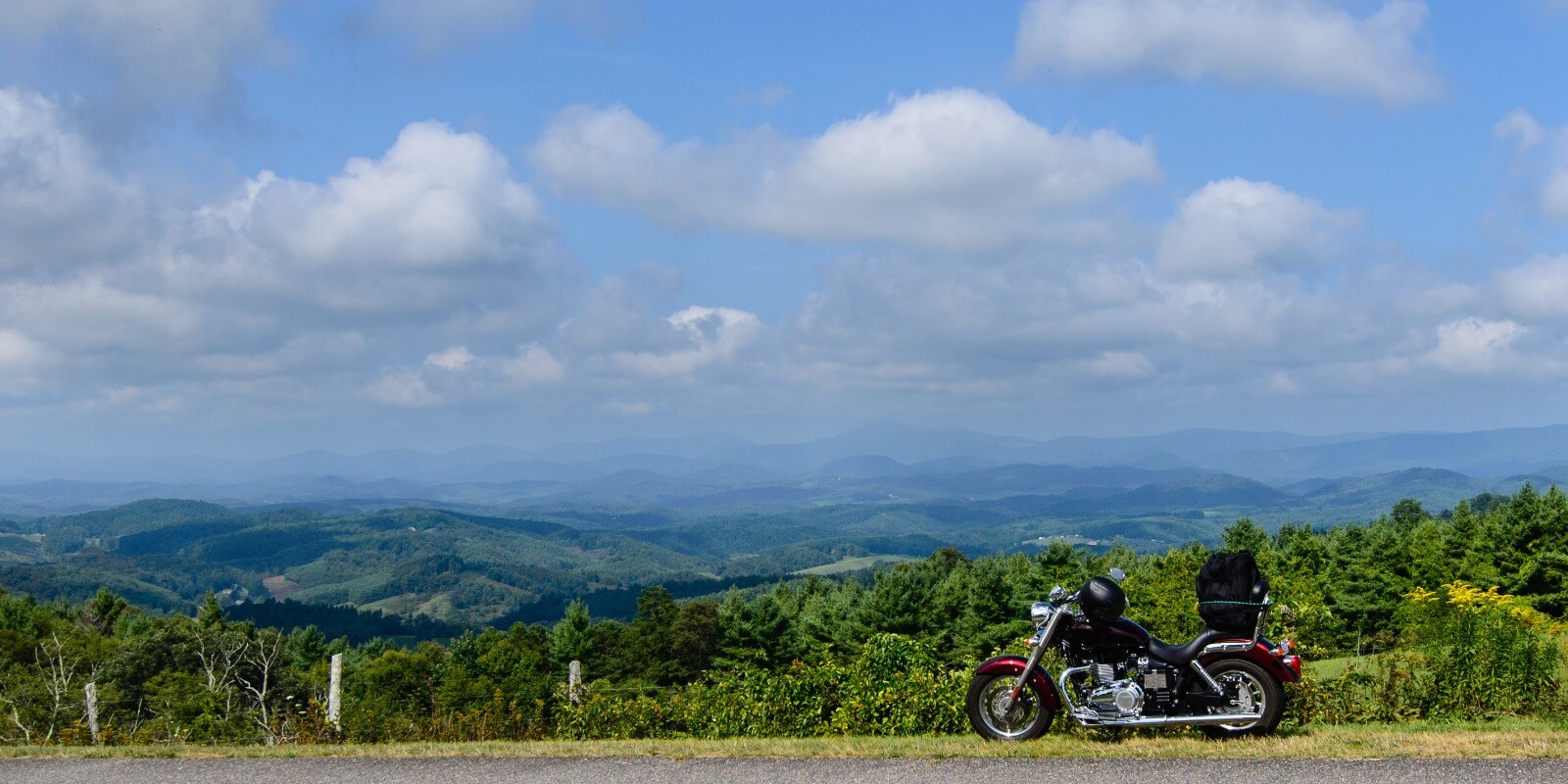 Motorcycle Parked Along the Blue Ridge Mountains