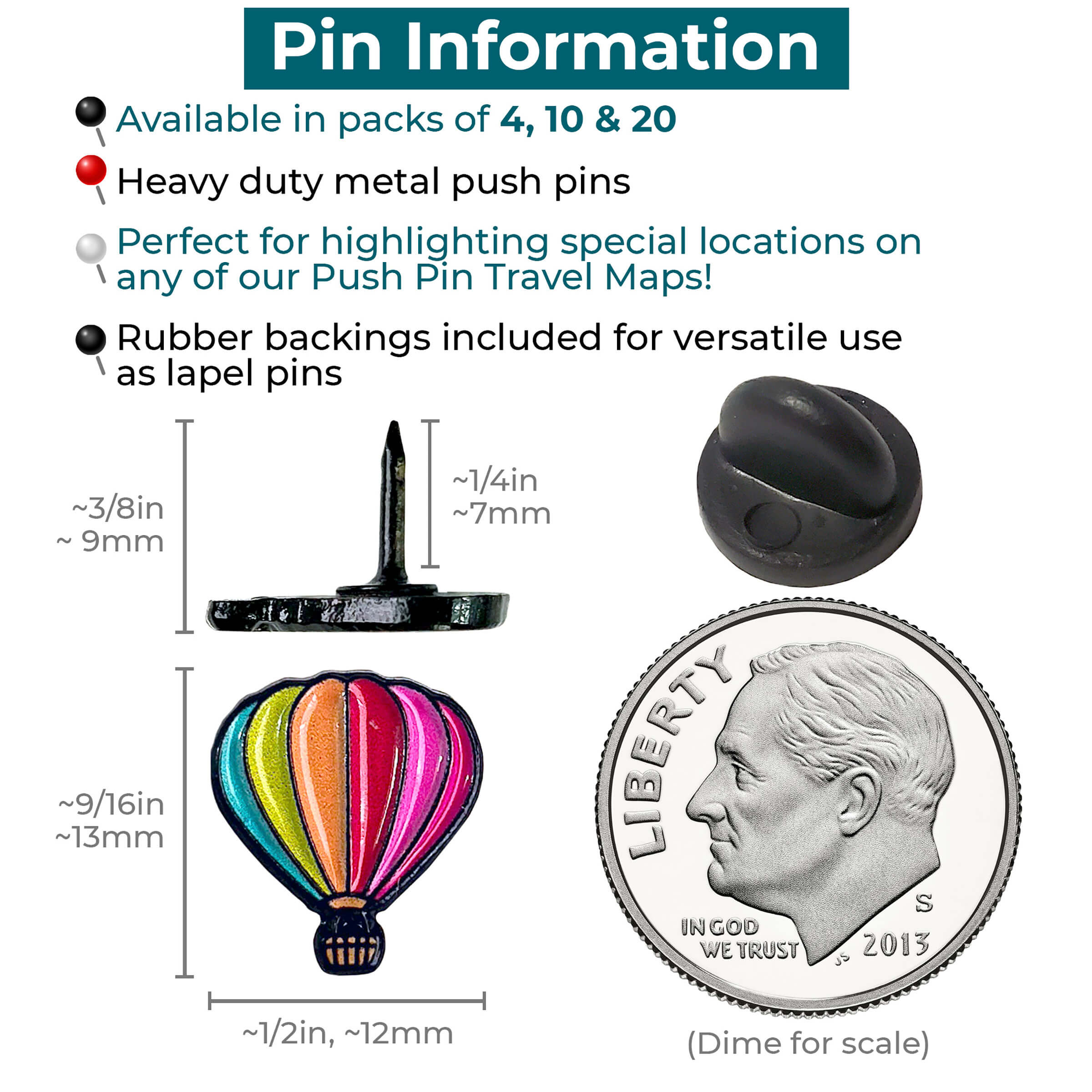 Hot Air Balloon Push Pins - Custom Hot Air Balloon Pins