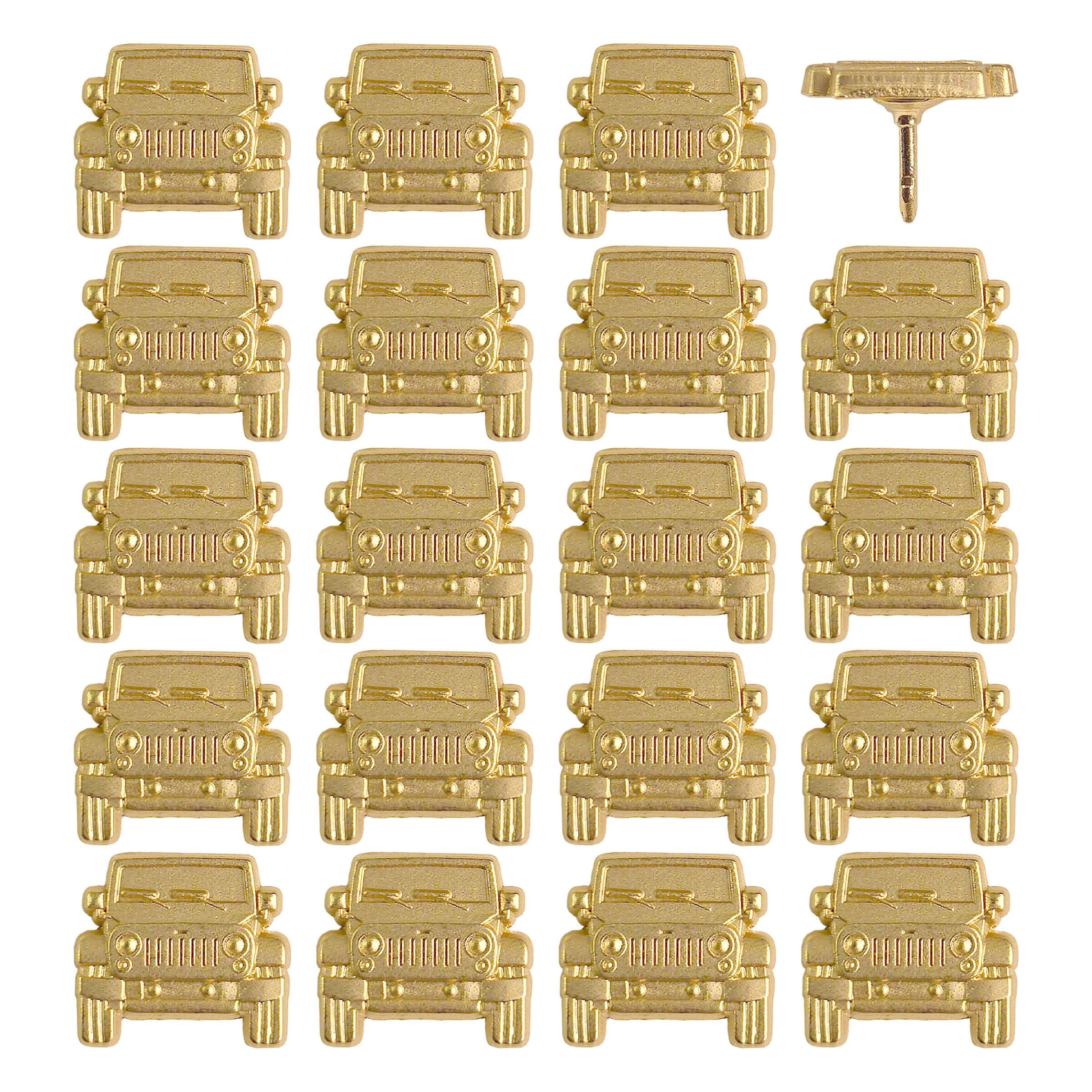 Gold Jeep Push Pins - Set of 20