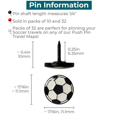 Dimensions of Soccer Ball Sports Push Pins