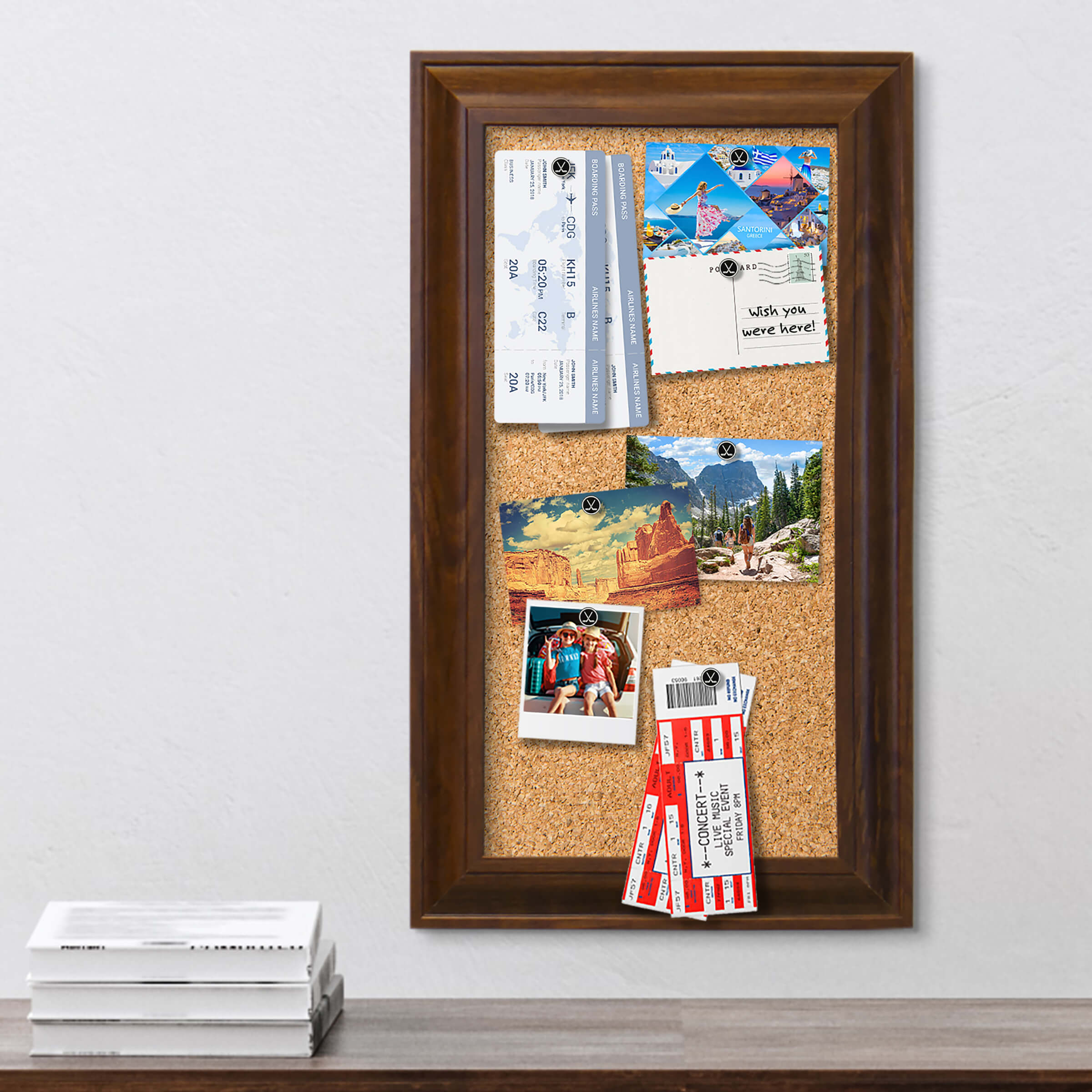 Hockey Puck Novelty Sports Pins on Cork Memo Board