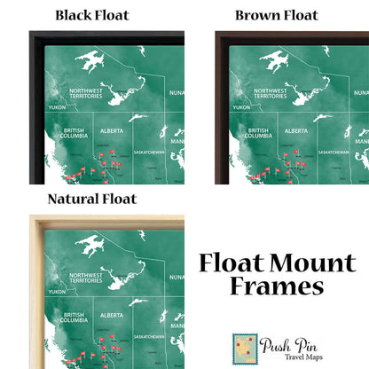 Optional Float Frames Available at Push Pin Travel Maps for Gallery Wrapped Canvas Maps