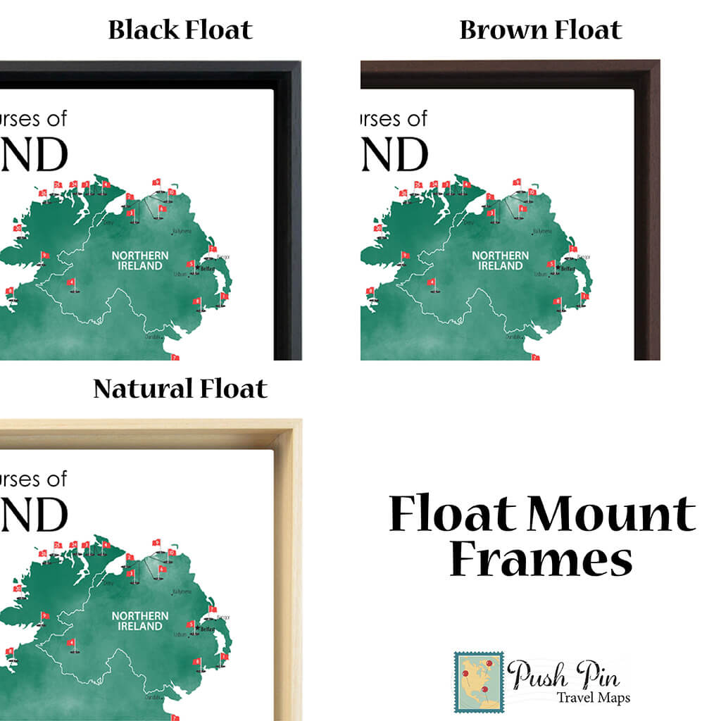 Optional Float Frames Available at Push Pin Travel Maps for Gallery Wrapped Canvas Maps