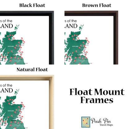 Optional Float Frames Available at Push Pin Travel Maps for Gallery Wrapped Canvas Maps