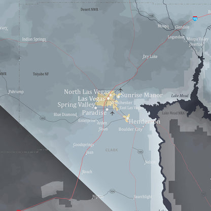 Nevada Slate Travel Map with pins