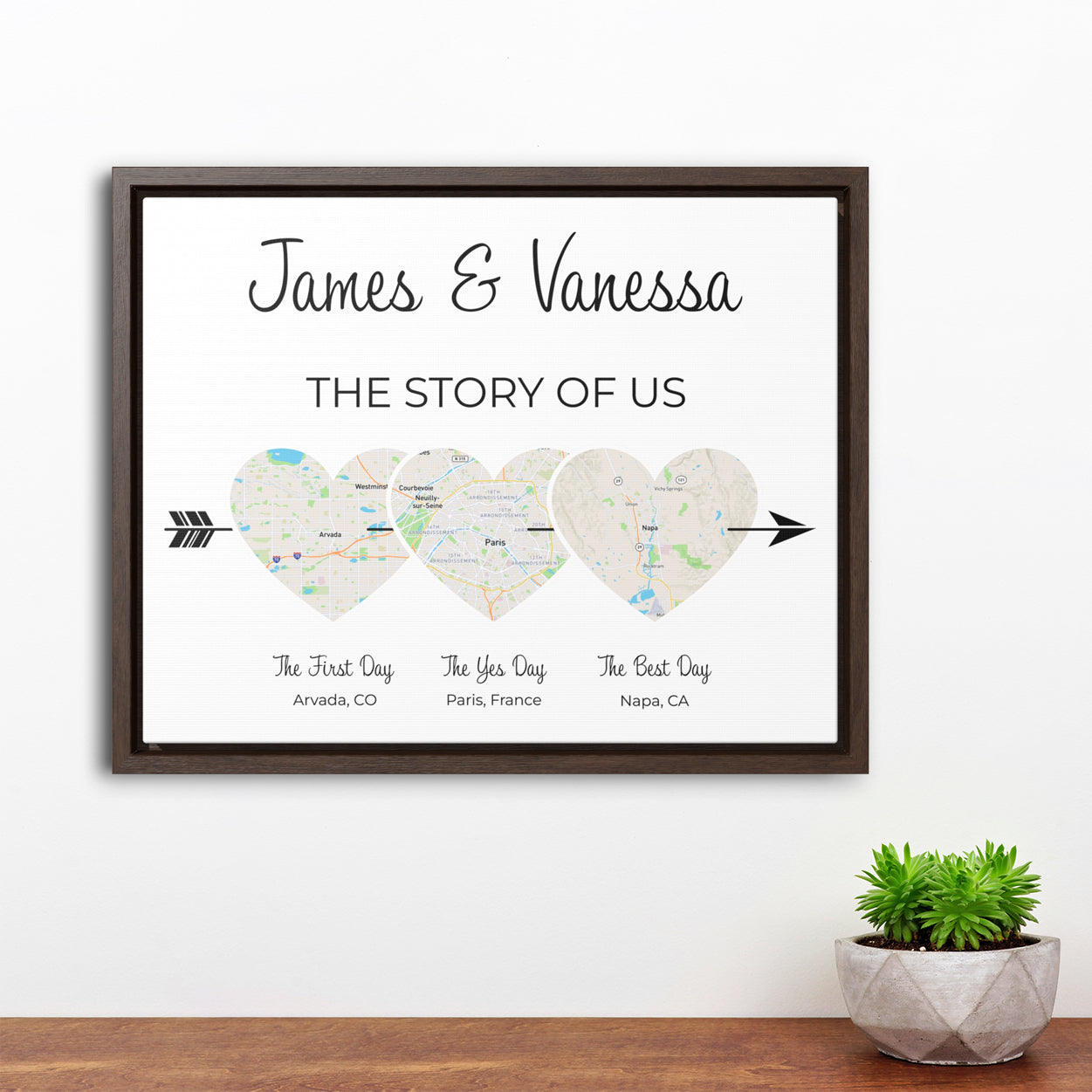 The Story of Us - 3 Heart Map Art - Option 3