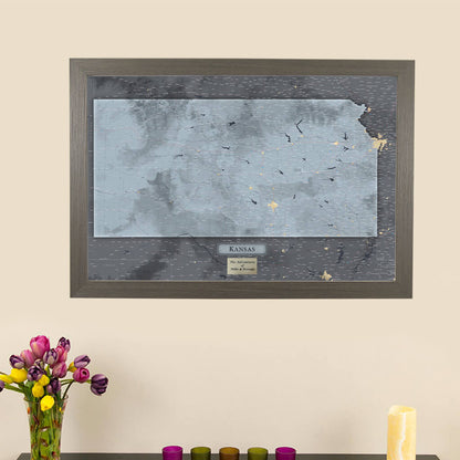 Push Pin Travel Maps Framed Kansas Slate Wall Map