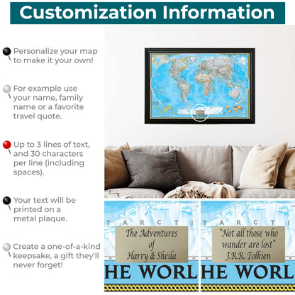 Classic World Push Pin Travel Maps - Personalization