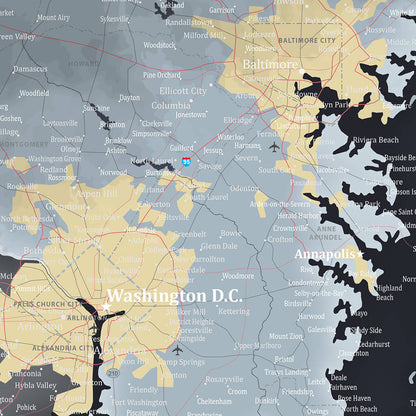 Closeup of Maryland Slate Push Pin Travel Map