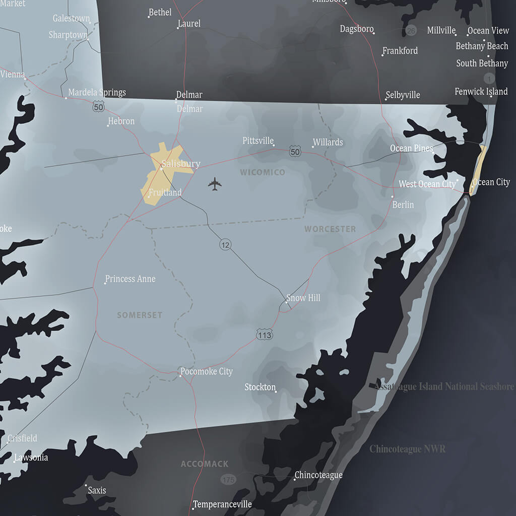 Maryland Slate Push Pin Travel Map Closeup