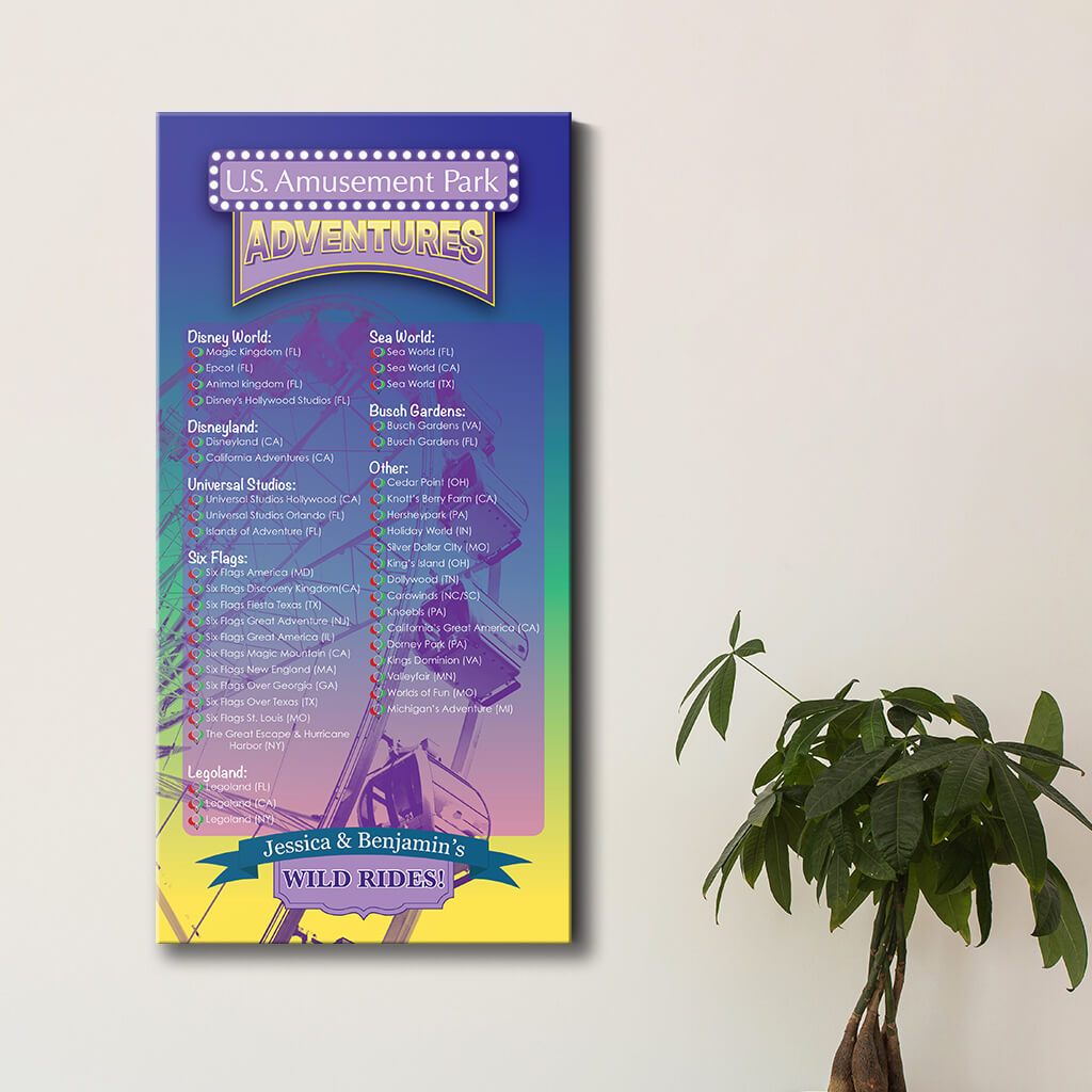 Amusement Parks Bucket List in Gallery Wrapped Style