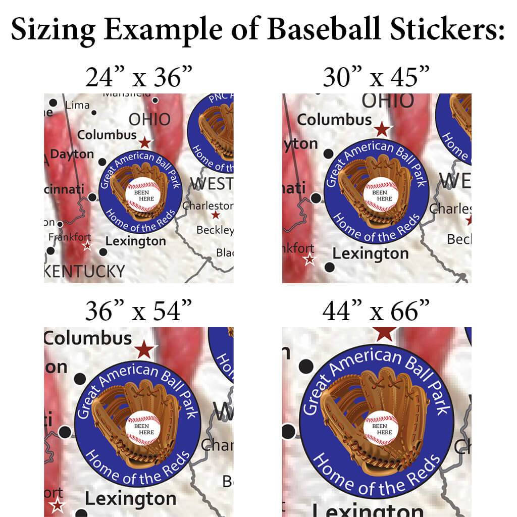Comparison of Baseball Stickers on 4 Canvas Poster Sizes
