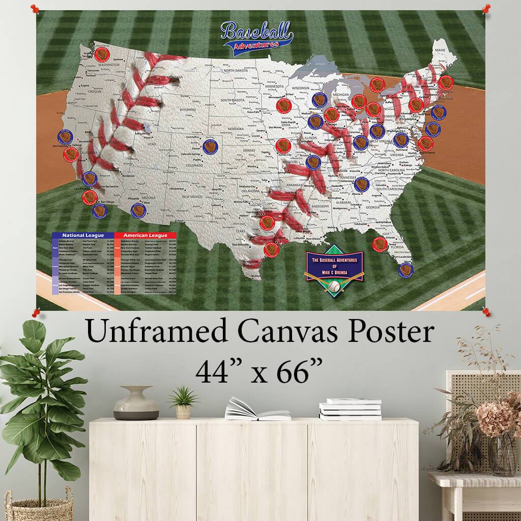 Baseball stadium newest travel map, Adventure Map wall decor, USA travel map, Baseball fan gift, Personalized father's day gift, Fundraiser gift