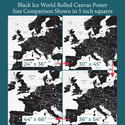 Font Size Comparison of Europe on the 4 Sizes