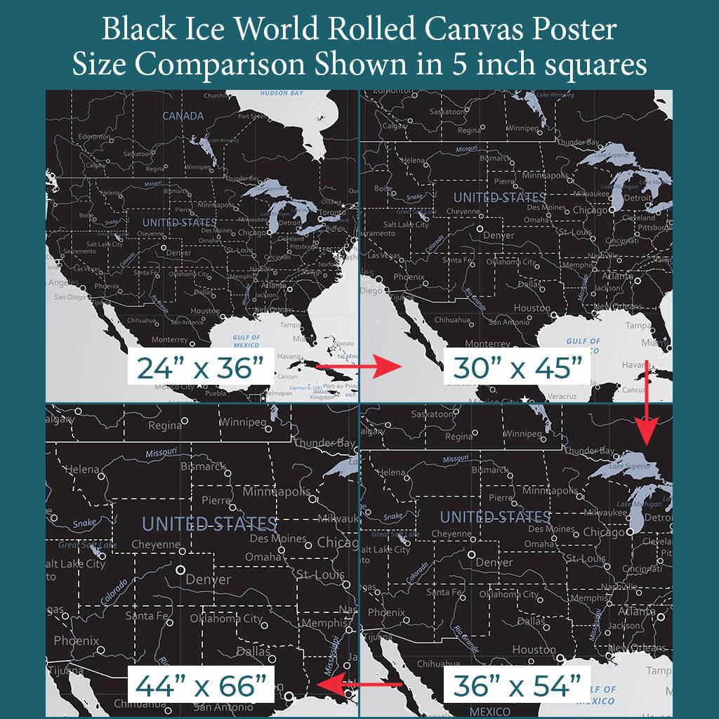 Font Size Comparison of US on 4 Sizes