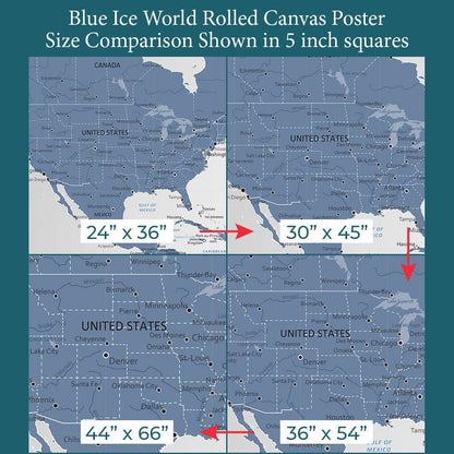 Font Size Comparison of USA on 4 Poster Sizes