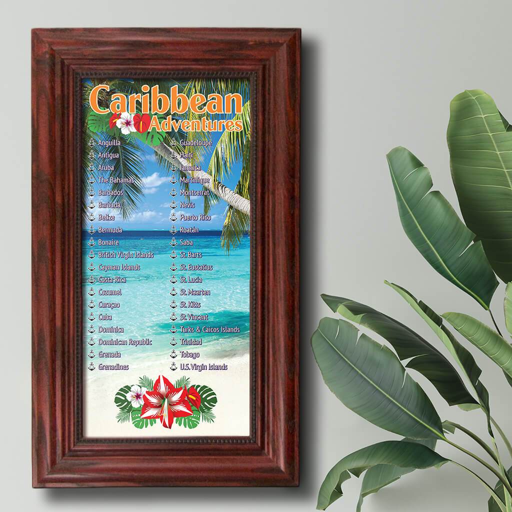 Caribbean Destinations Bucket List Solid Wood Cherry Frame Main Image
