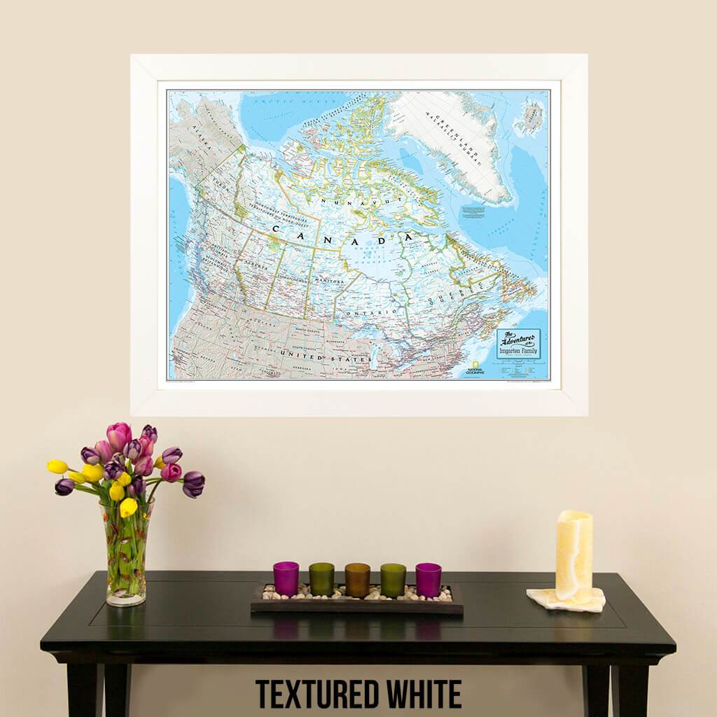 Canvas Classic Canada Push Pin Travel Map textured white frame