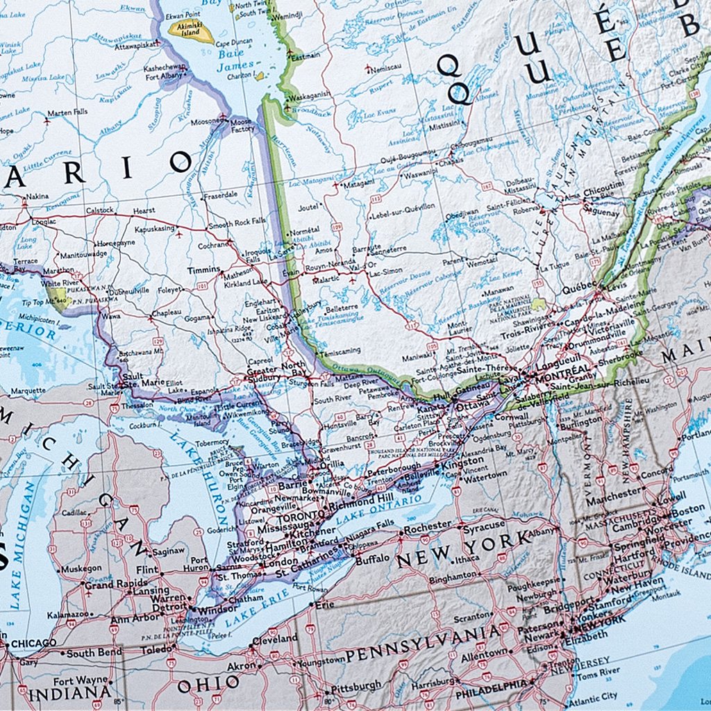 Canvas Classic Canada Push Pin Travel Map Close-up