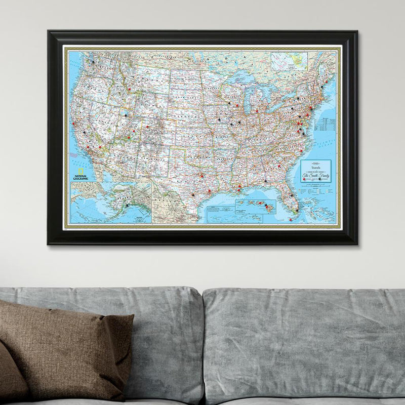 United States Canvas Map | Push Pin United States Map - Push Pin Travel ...