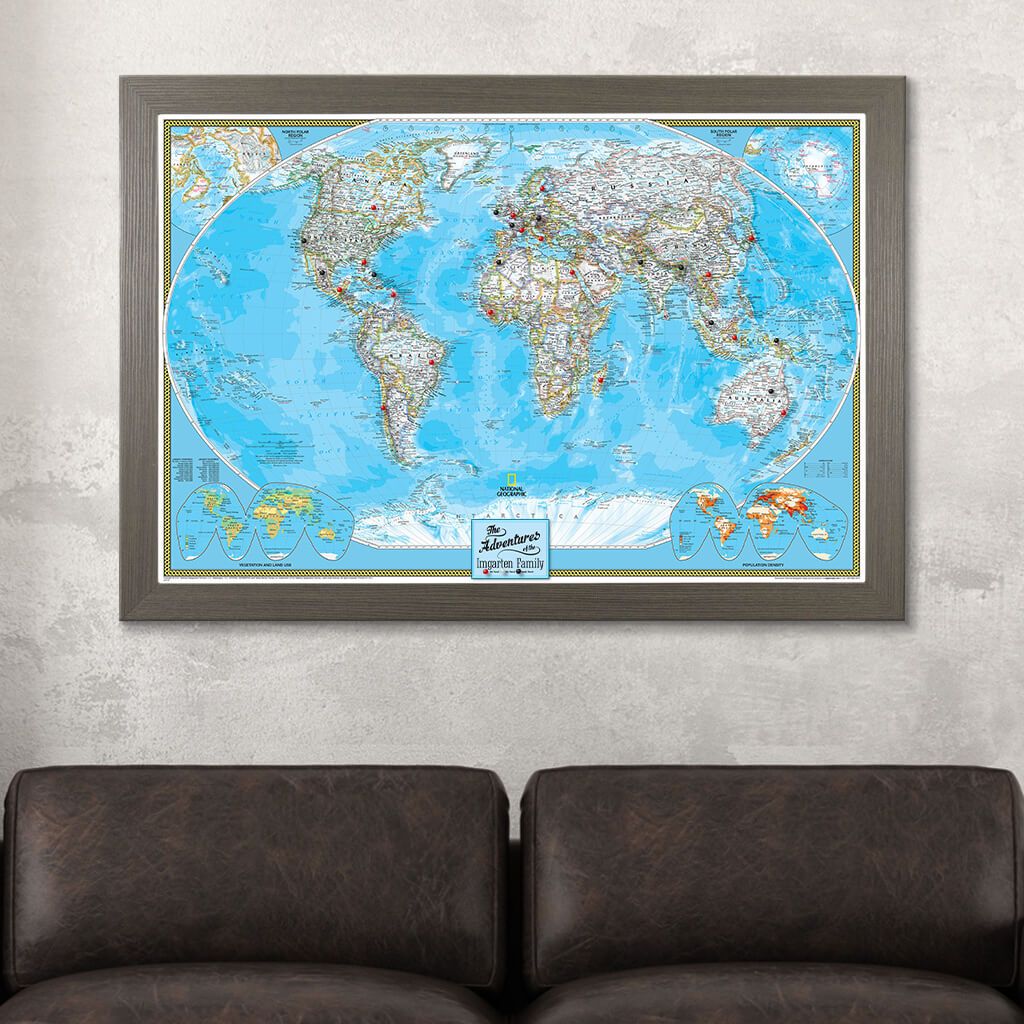 Executive World Push Pin Map National Geographic 2024 Vintage