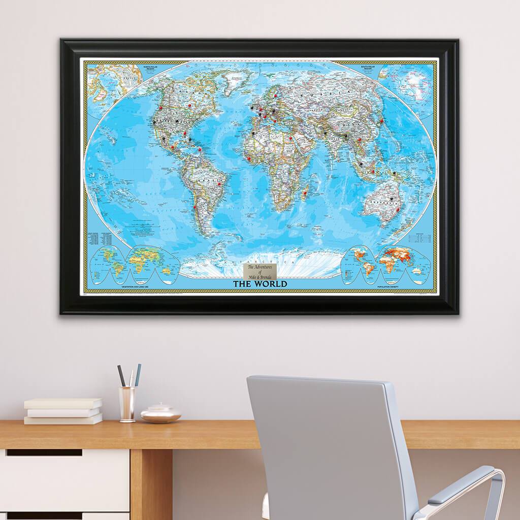 Classic World hotsell Push Pin Travel Map On A Satin Black Frame