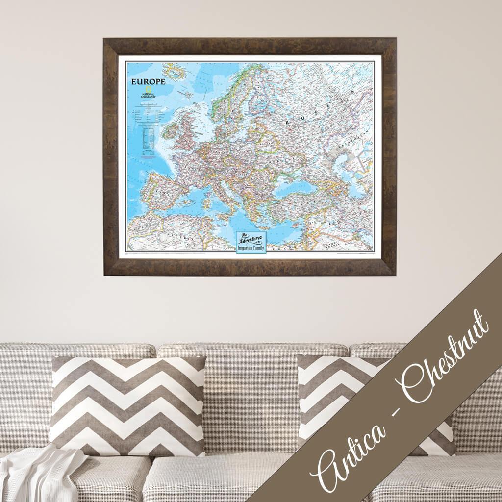 Canvas - Classic Europe Travel Map with Pins