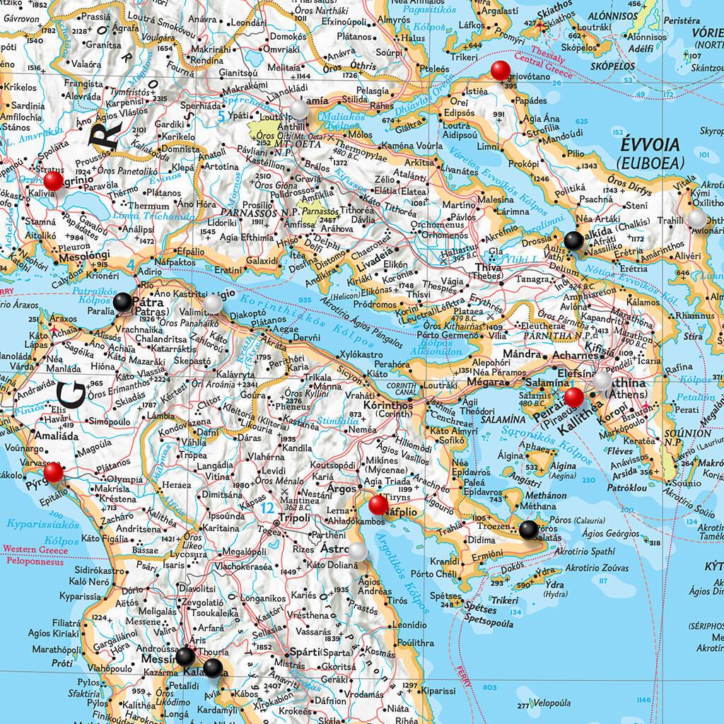 Closeup of Classic Greece Map