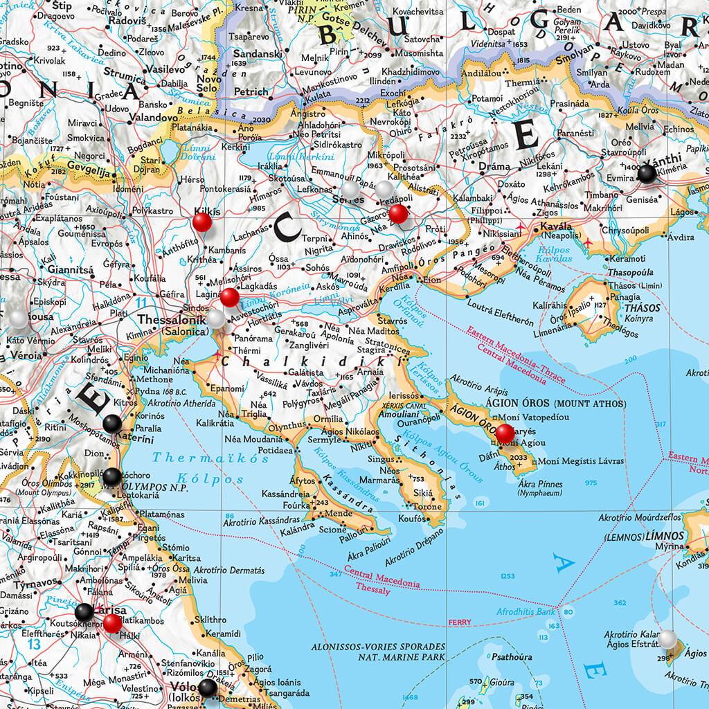 Closeup of Nat Geo Classic Greece Map