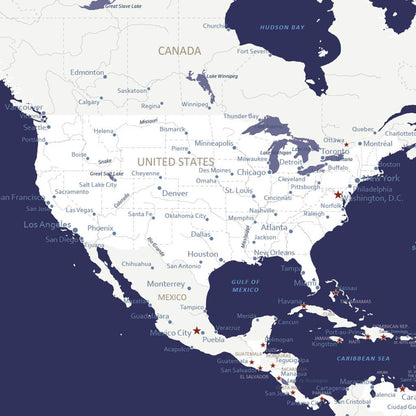 Closeup of the USA on the Navy Explorers World Map