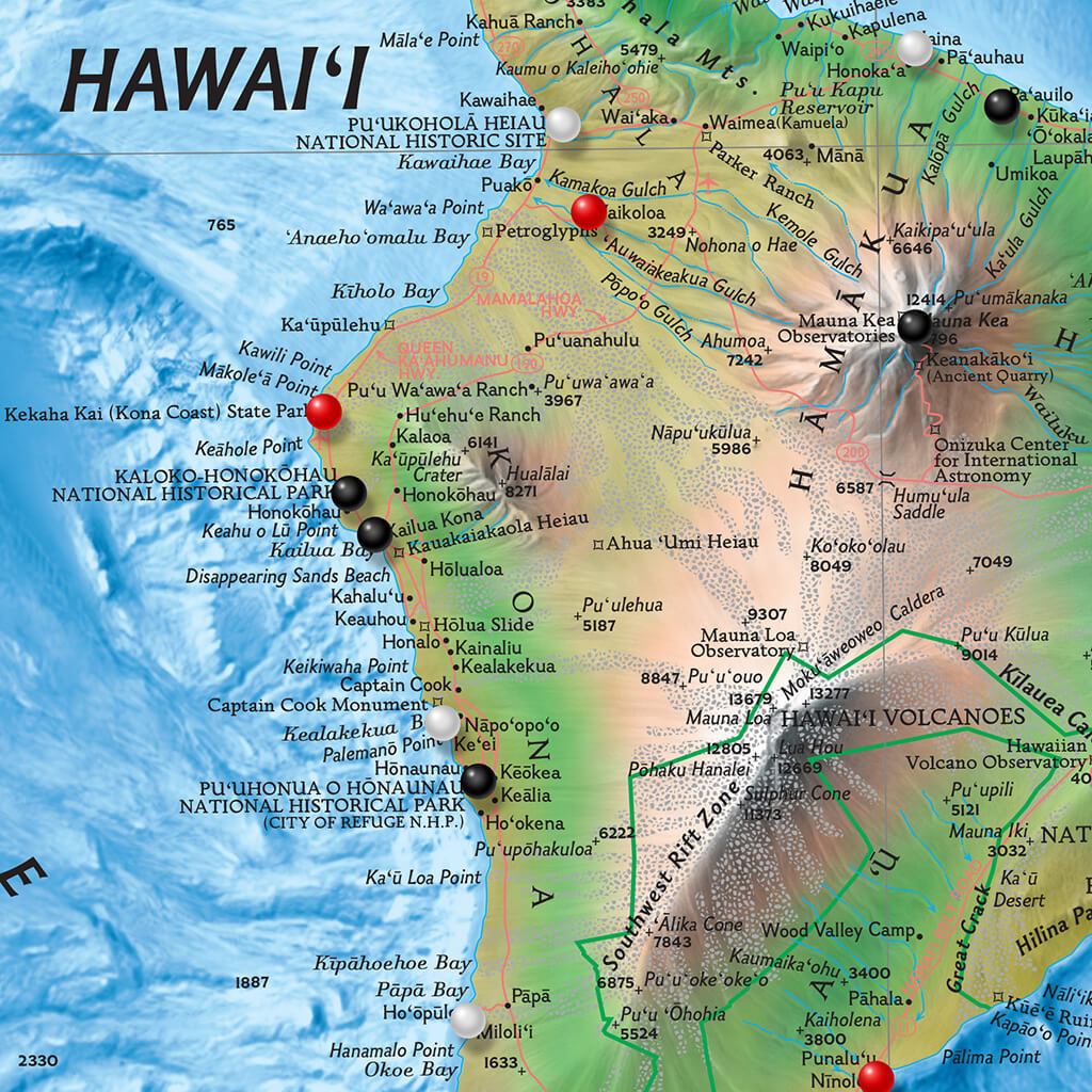 Closeup of Classic Nat Geo Hawaii Map
