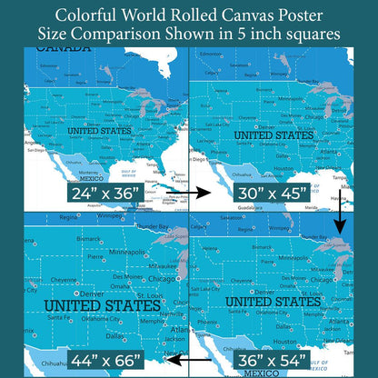 Font Size Comparison of USA on 4 Poster Sizes