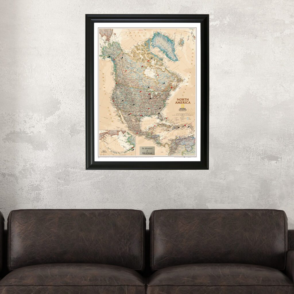 Executive North America Push Pin Travel Map