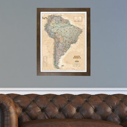 Canvas - Executive South America Travel Map with Pins