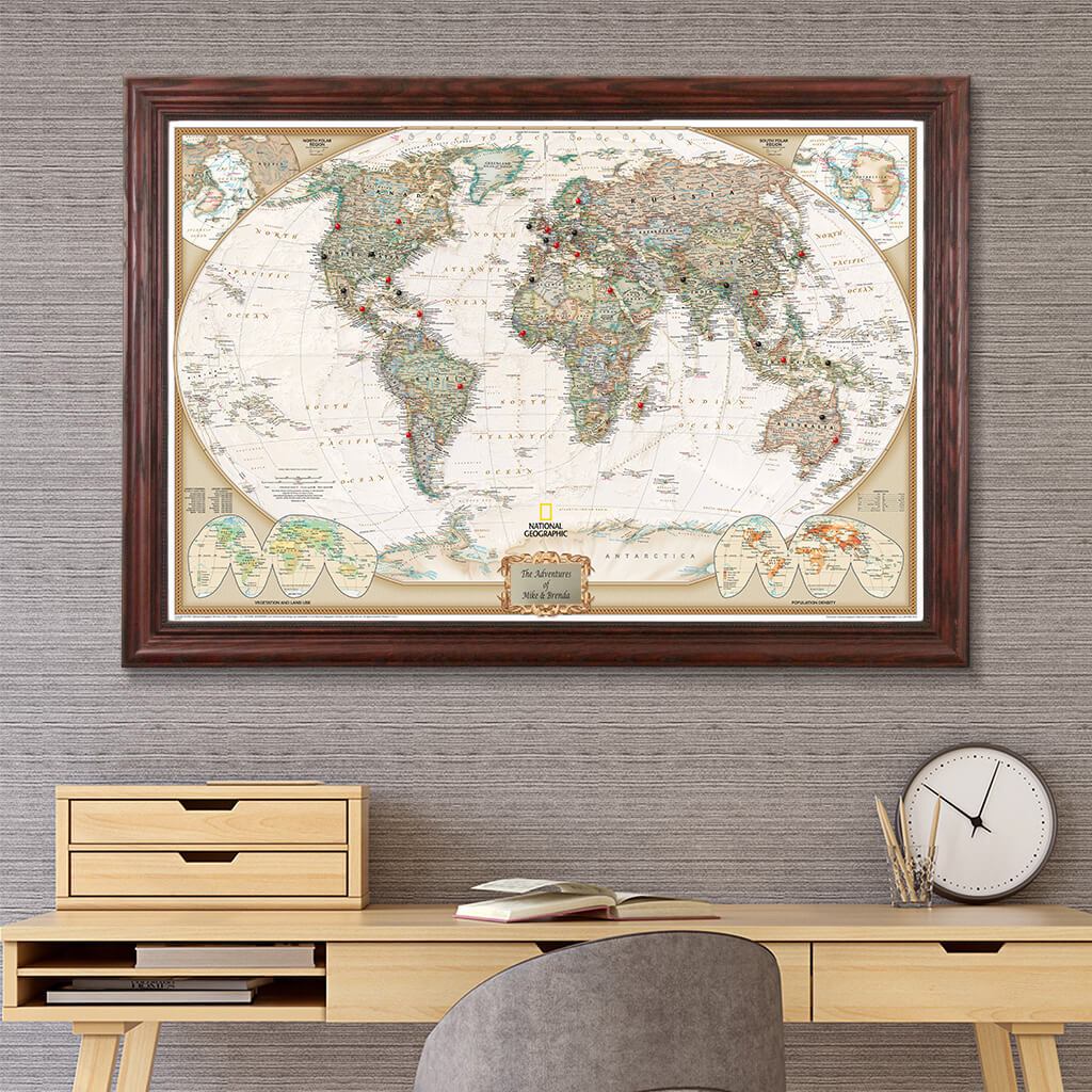 Personalized Push Pin Map, Detailed World Map, Travel retailer Map, Document Your Travels Map, Canvas Map, Personalized Wedding Gift