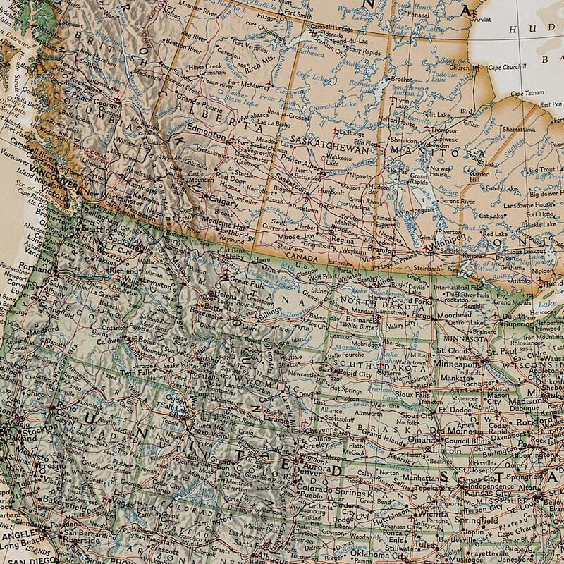 Canvas Executive North America Push Pin Travel Map Closeup