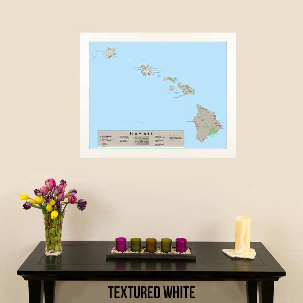 Earth Toned Hawaii State Travel Map Textured White Frame