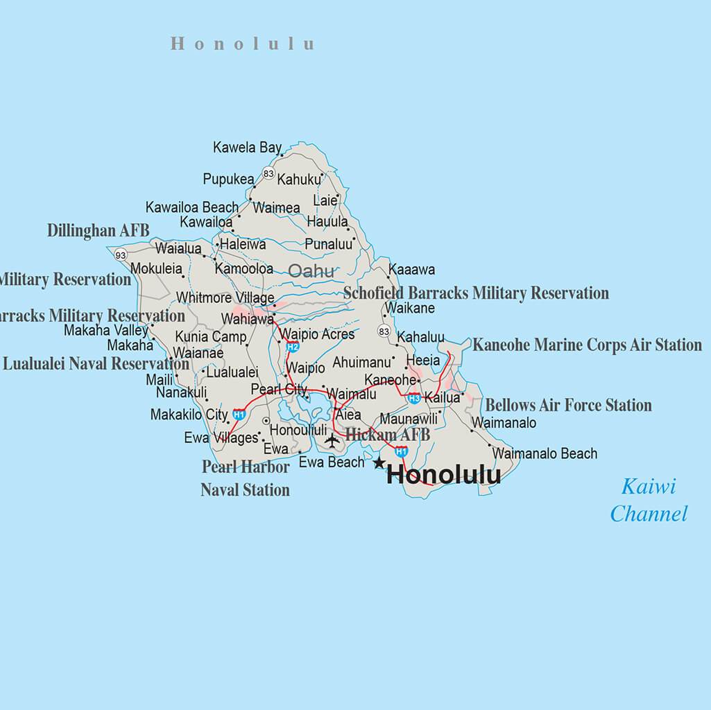 Earth Toned Hawaii State Travel Map closeup