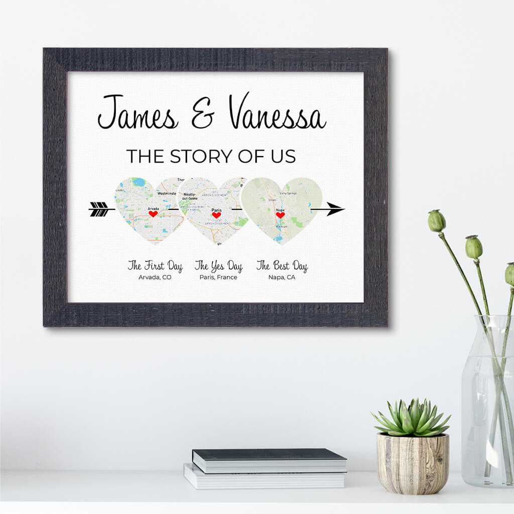 The Story of Us Couples Wall Art in Madison Black Solid Wood Frame