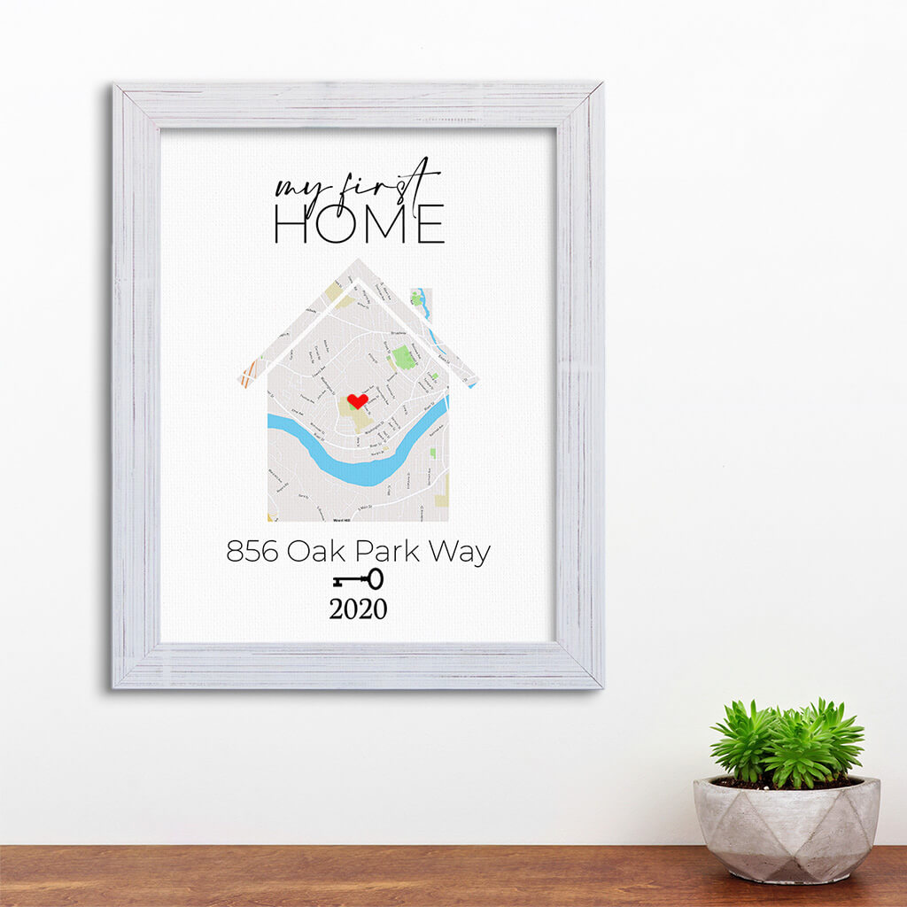 My First Home Canvas Art Print in Carnival White Frame