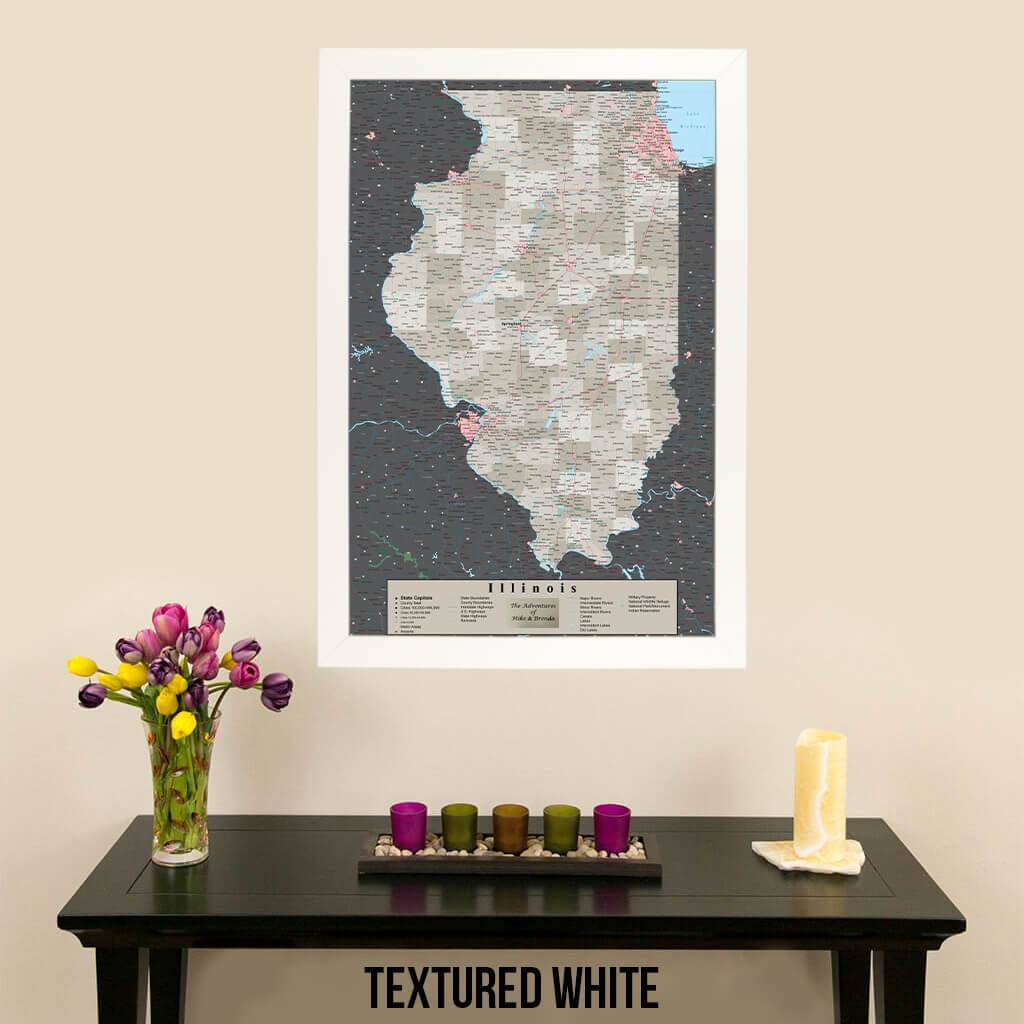 Earth Toned Illinois State Map Textured White Frame