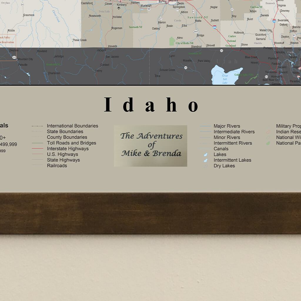 Earth Toned Idaho State Push Pin Travel Map Plaque Location