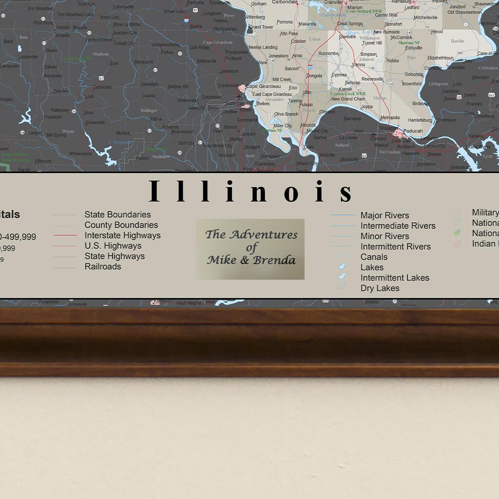 Earth Toned Illinois State Map plaque location