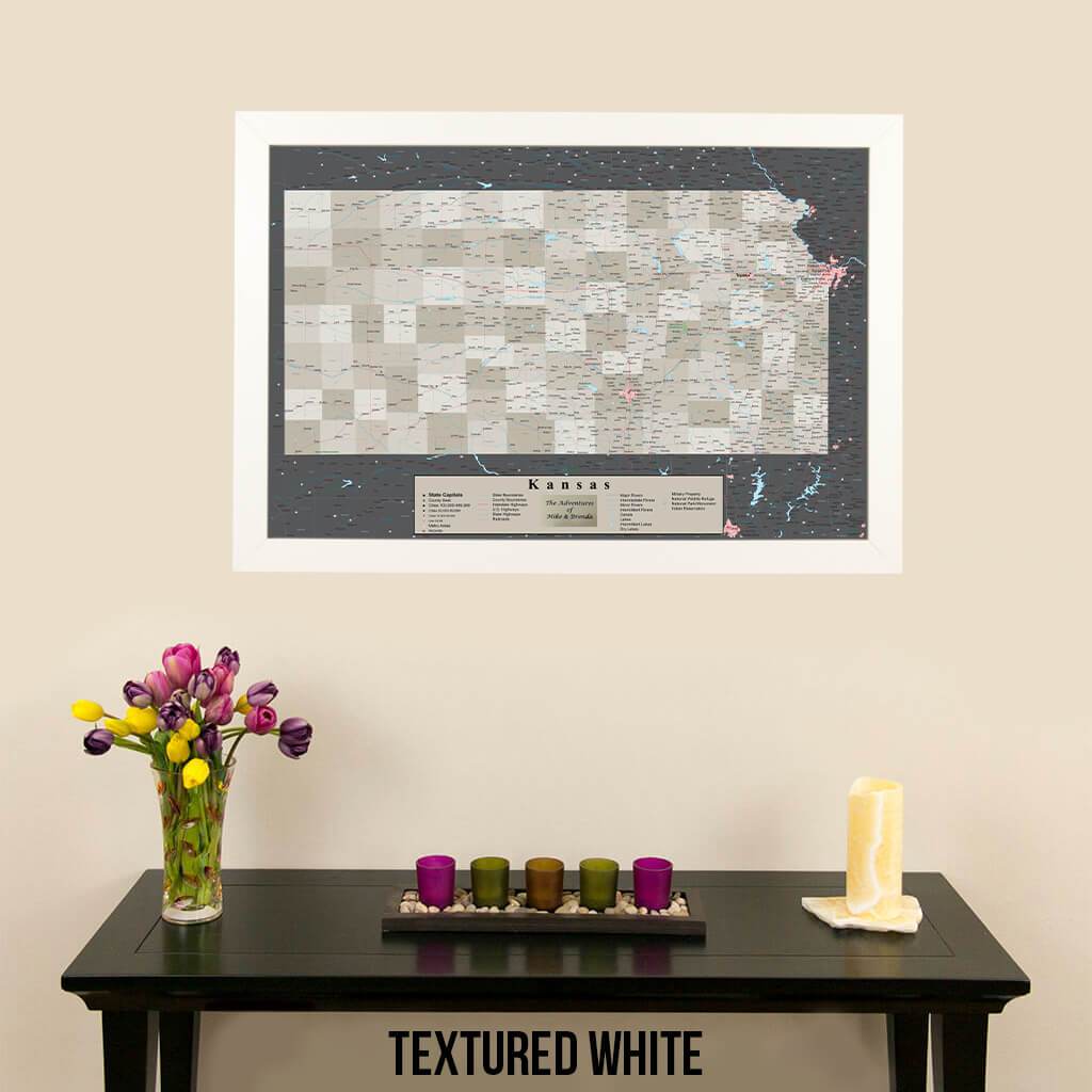 Earth Toned Kansas State Travel Map Textured White Frame