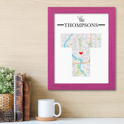 Letter Map Art Option 2 - Carnival Pink Frame