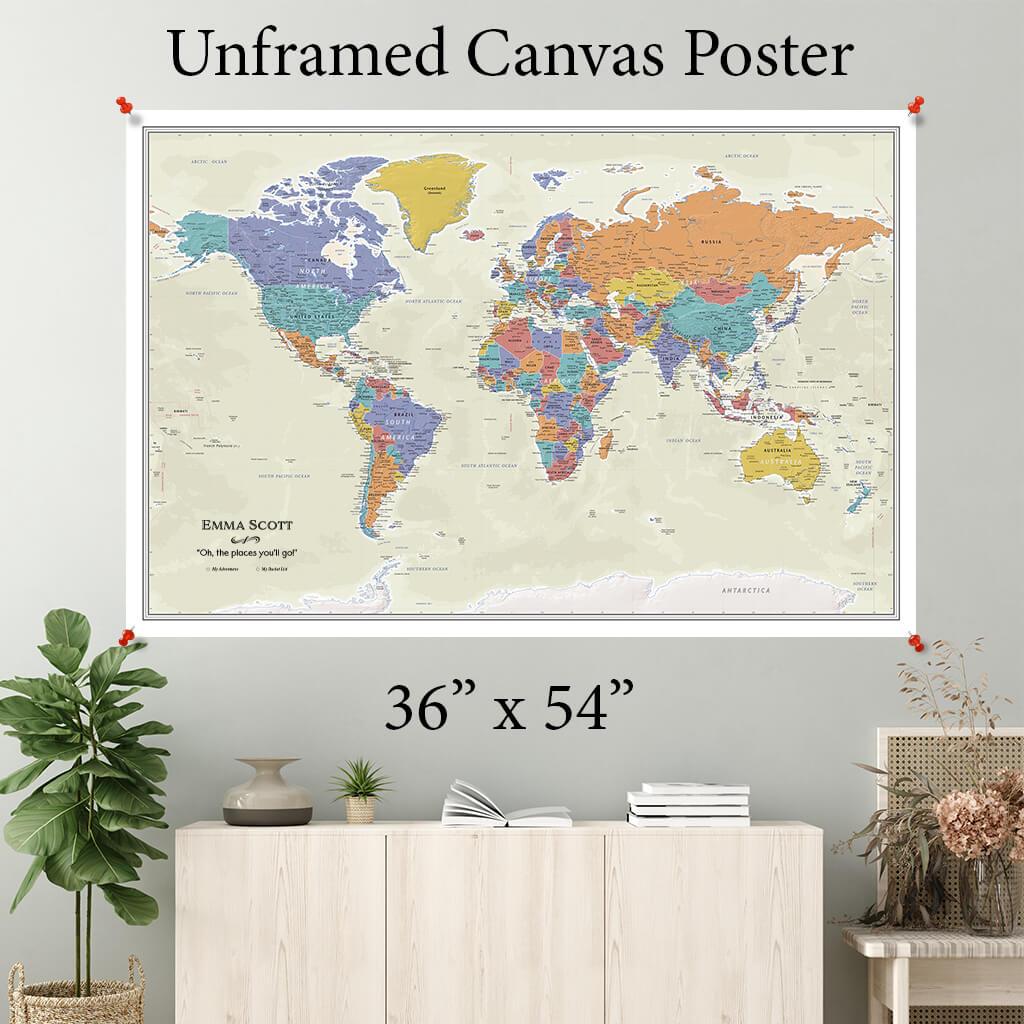 Ocean Color Map Colorful World Map Canvas Map Gifts For Parents Canvas Map World Map Print Wall World Map Map of 2024 the World