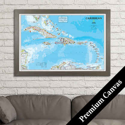 Canvas - Classic Caribbean Travel Map with Pins