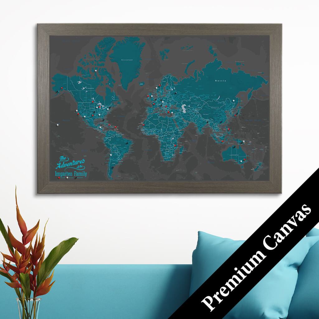 Canvas Midnight Dream Push Pin Travel Map